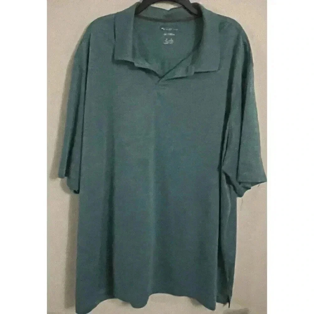Haggar Casual Polo Shirt Men's Size 3XL Teal Blue Silky Short Sleeves